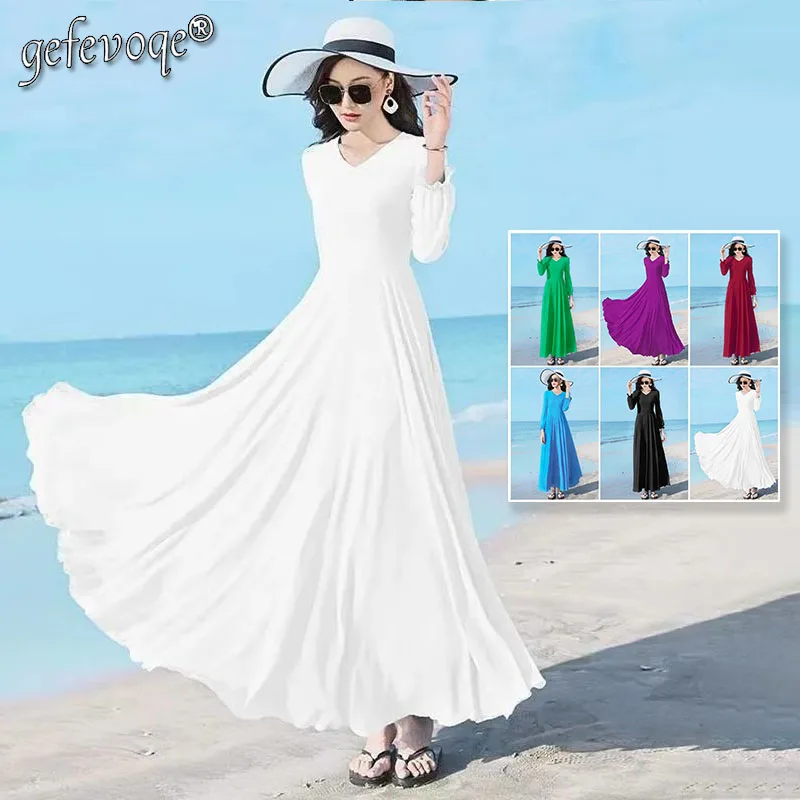 High Street Fashion Эластичные белые платья с эластичной резинкой на талии Леди V-образным