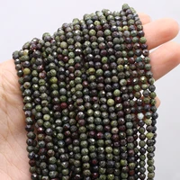 4mm faceted natural stone beads dragon bloodstone loose spacer beads for jewelry making necklace bracelets diy charms