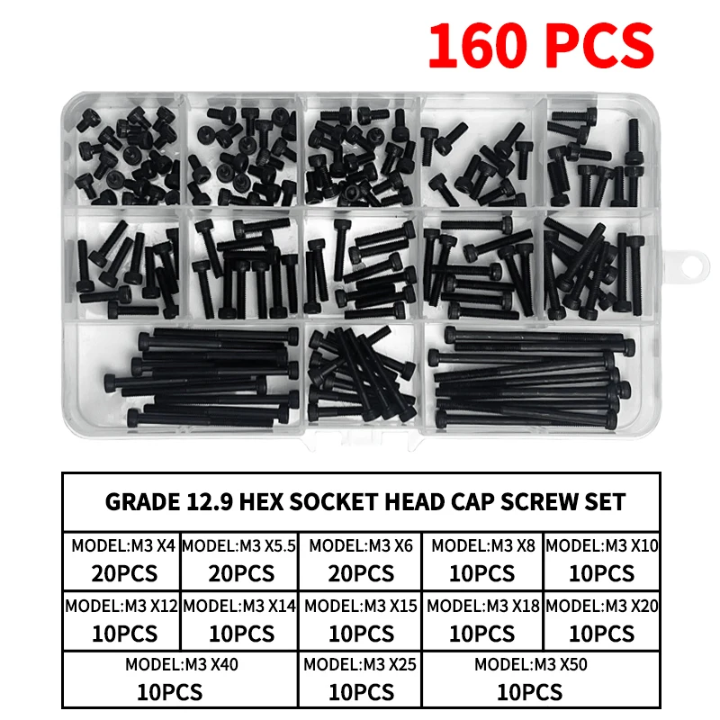 

Комплект винтов из углеродистой стали M3-M8