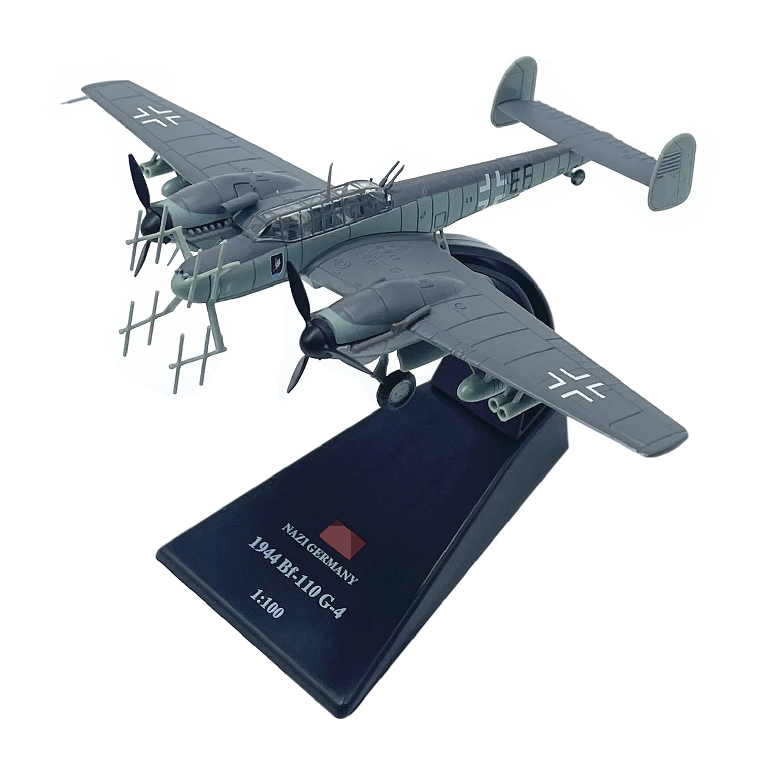 

Diecast German BF110G-4 Militarized Combat Bomber Alloy & Plastic Model 1:100 Scale Toy Gift Collection Simulation Display