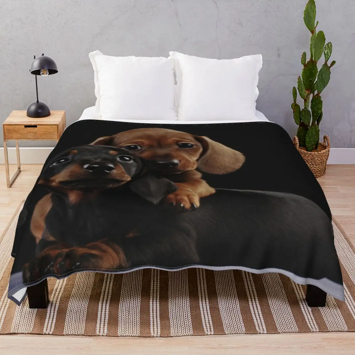 Dachshund Dog Portrait Blanket Coral Fleece Textile Decor Multi-function Unisex Throw Blankets for Bed Sofa Travel Office