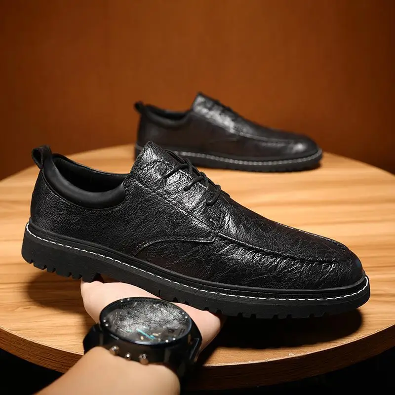 

Men's Shoes Spring New Soft Bottom Pilot Casual Shoes Trendy Versatile Business Leather Shoes Men's Driving Shoes Youth