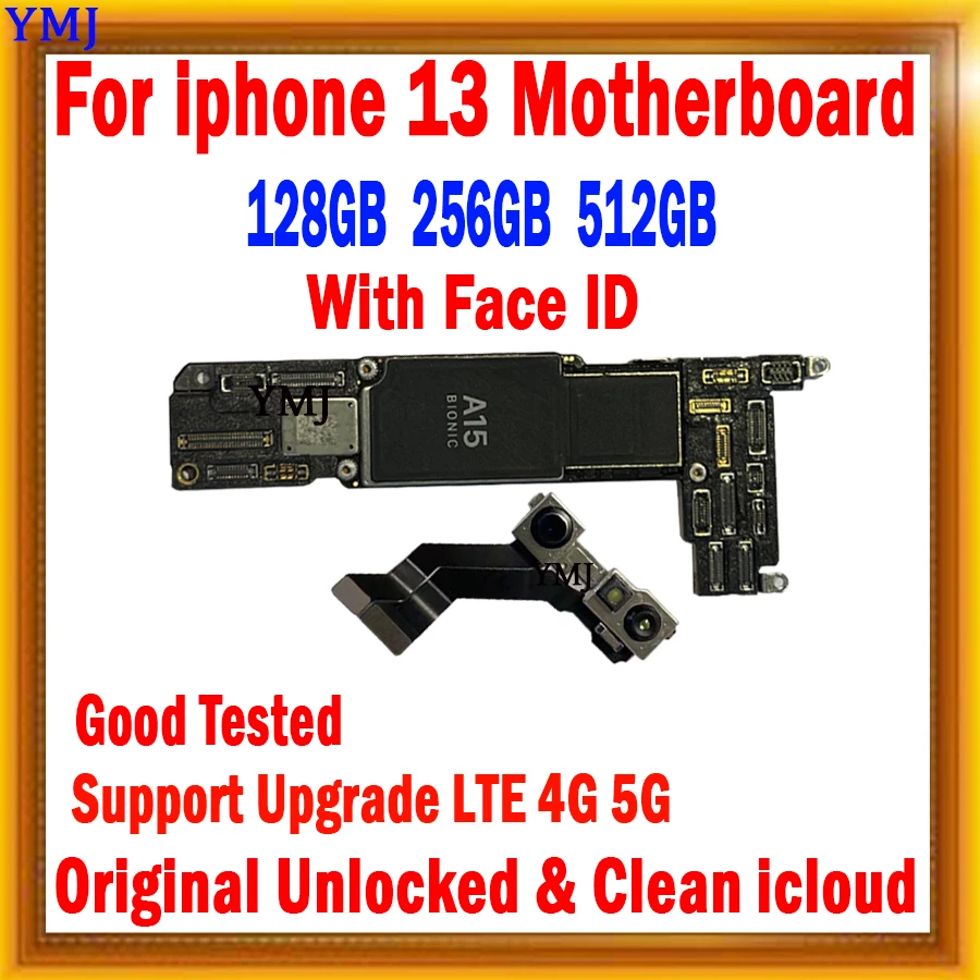

С системой IOS для материнской платы iPhone 13, 128 ГБ, 256 ГБ, логическая плата с распознаванием лица, оригинальная разблокированная материнская плата, Бесплатная проверка iCloud