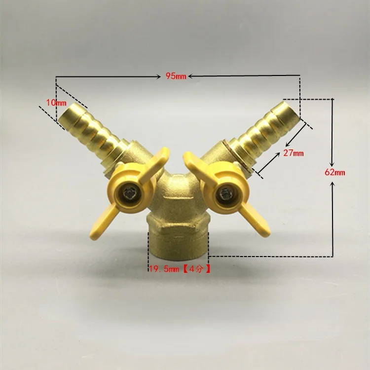 6 8 10 12mm Hose Barb Y Type Three 3 Way Brass Shut Off Ball Valve Pipe Fitting Connector Adapter For Fuel Gas Water Oil Air images - 6