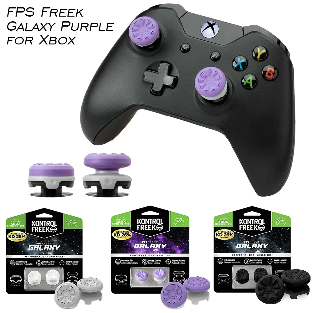

KontrolFreek FPS Freek Galaxy Purple for Xbox One and Xbox Series X Controller/2 Performance Thumbsticks/1 High-Rise/1 Mid-Rise