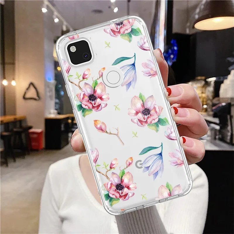 

Leaf Flowers Phone Case for Google Pixel 5 5a 5G 4 4XL 4a 5G 6 Pro 3 3XL 3aXL Protection Back Cover Fundas Silicone Clear TPU