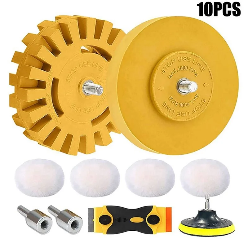 10Pcs Decal Removal Rubber Eraser Wheel Tools Kit for Remove