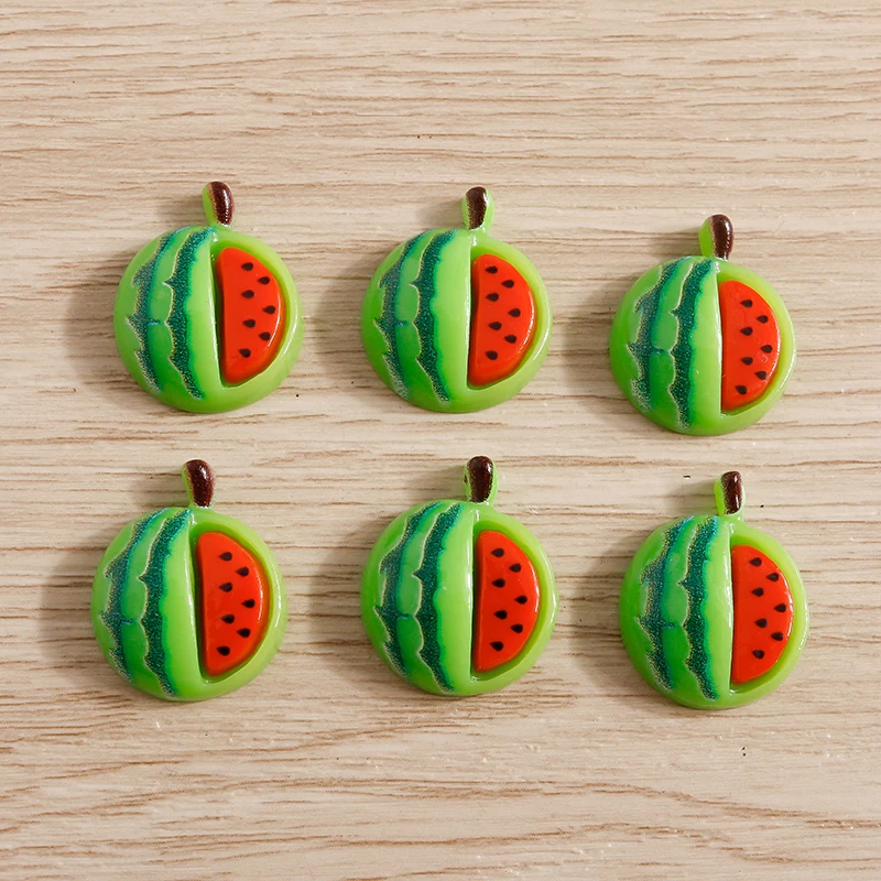 10pcs 17*21mm Cute Fruit Watermelon Cabochons Flat Back Scrapbook Charms for Jewelry Making DIY Brooches Headwear Accessories