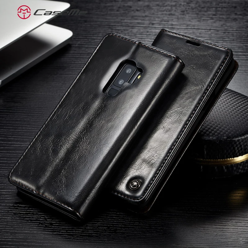 

CaseMe Luxury Smooth Retro PU Leather Card Slot Stand Wallet Case Phone Cases Cover Back Case For Samsung S9 S8 Plus S7 S6 Edge