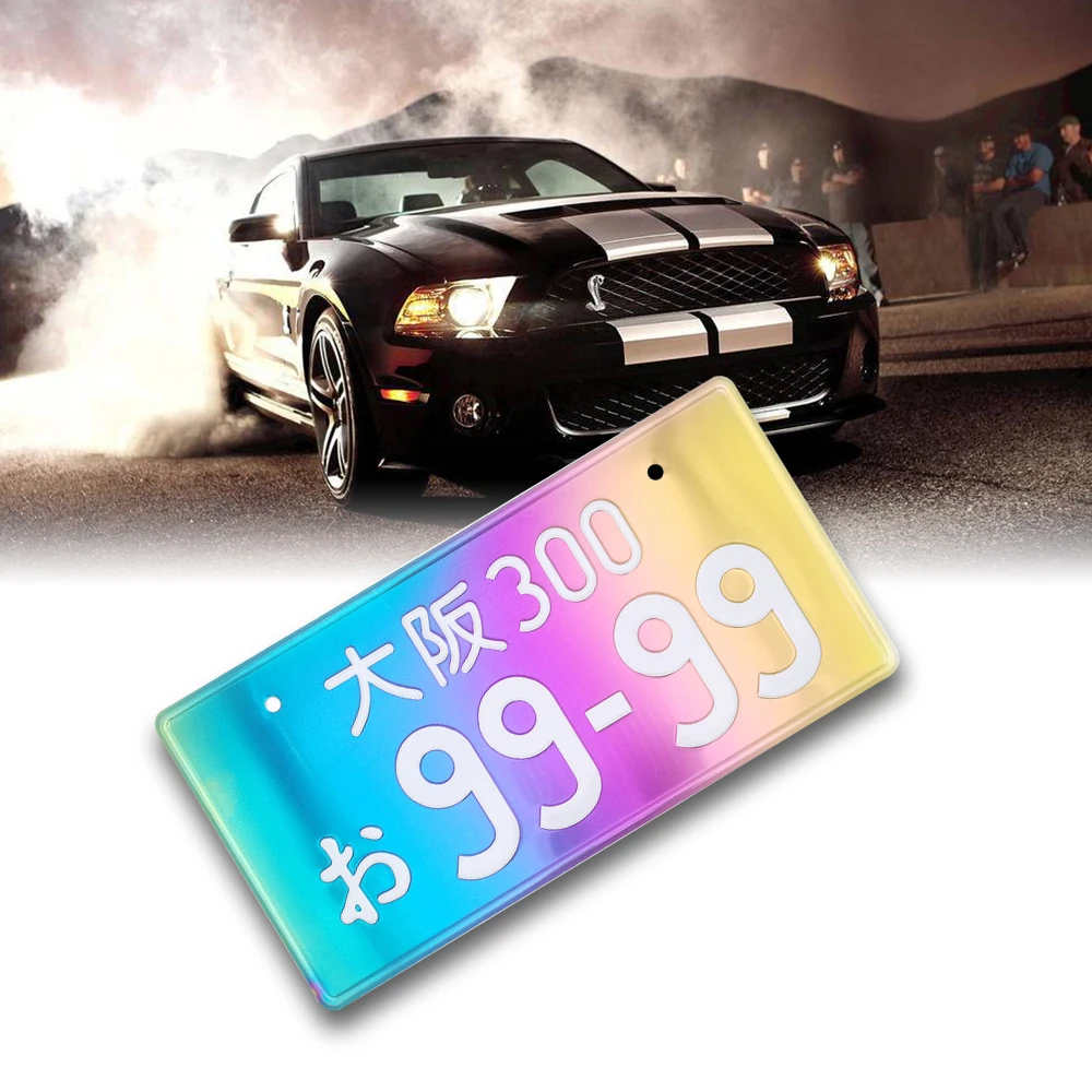 

High Quality JDM Style Japanese License Plate Osaka 9999 Colorfully Modified Neo Chrome Aluminum Alloy Metal License Plate
