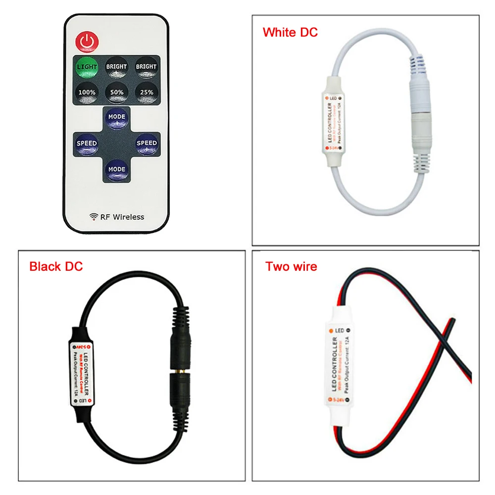 

DC5-24V 11key Led Strip Controller Mini Dimmer RF Remote For 5050 2835 5730 Single Color Light Monochrome Neon Tube B/W DC/Wire