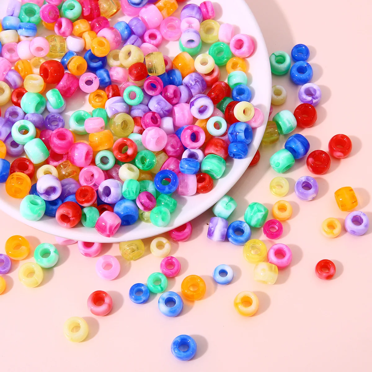 

401pcs/bag 9 Colors Acrylic Beadlocks Beads 8*11mm Hair Beads for Braids, Bracelet Beads for DIY Jewelry Necklaces Making