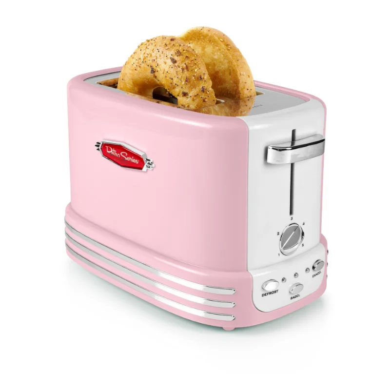 

Nostalgia RTOS200PK Retro 2-Slice Bagel Toaster, Pink