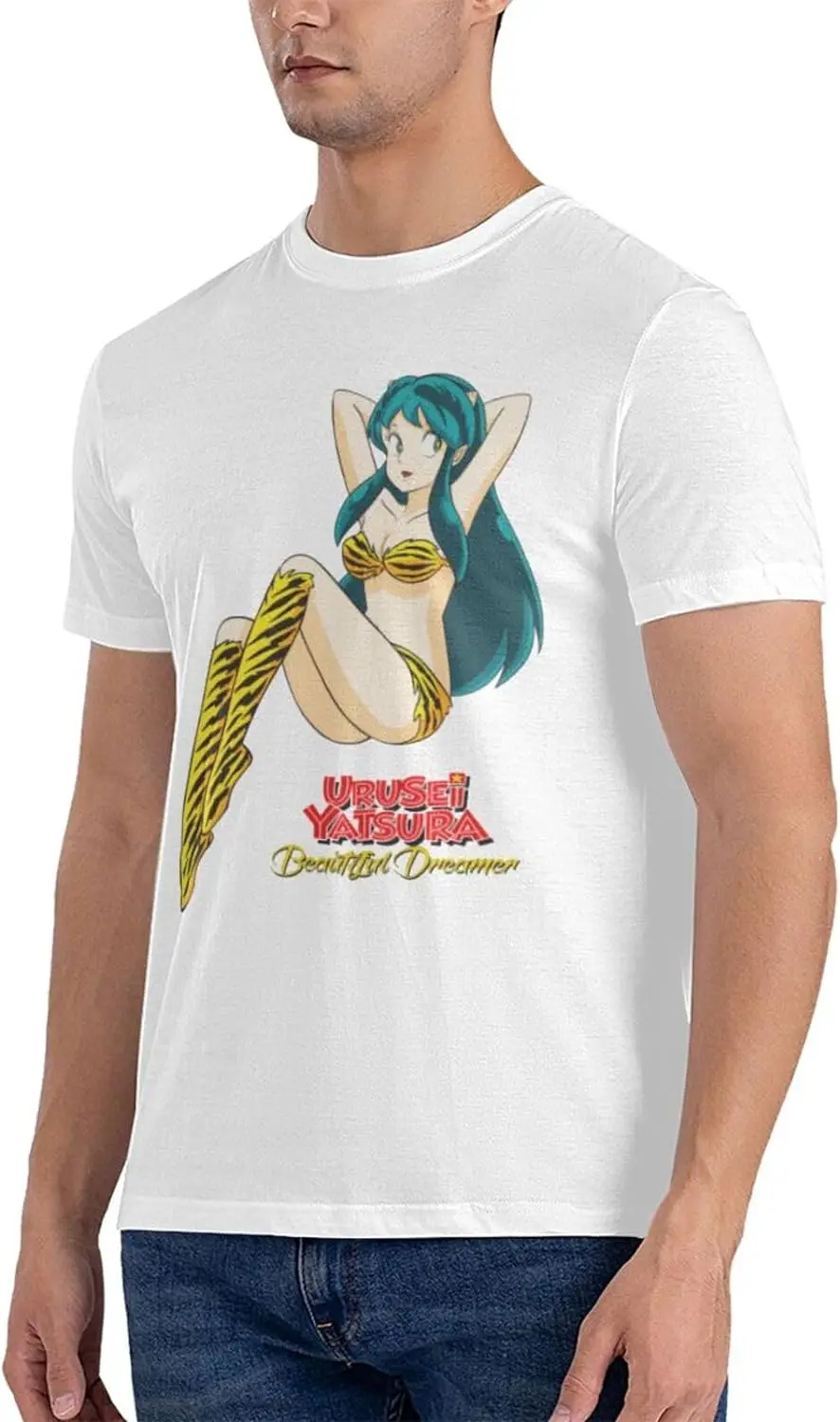 Рубашка Urusei с аниме yatсура Мужская дышащая хлопковая футболка на заказ коротким