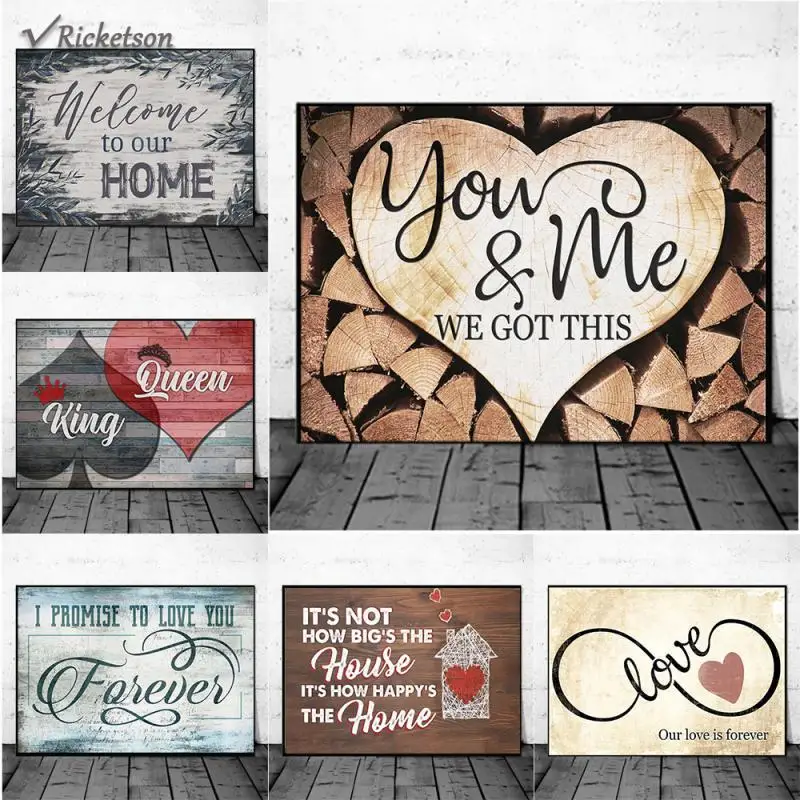 

Full of Love Language Canvas Painting Posters Red and Black Heart Print Wall Art Pictures Living Room Home Decoration