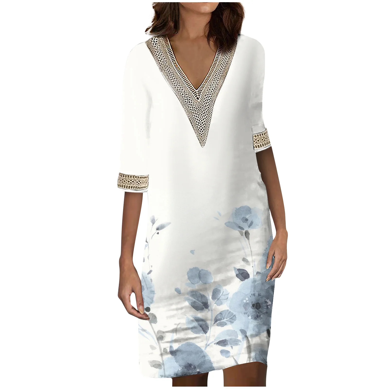 

2023 New 3D Digital Printing Summer Cross border Women's Fashion Loose fitting Dress in Europe and America