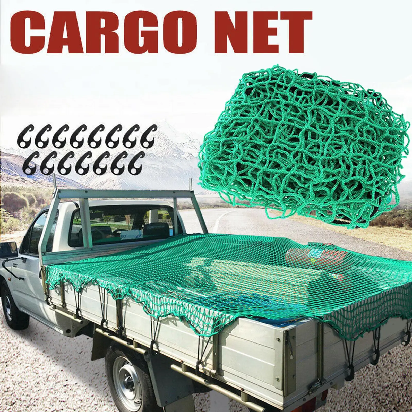 

Heavy Duty Cargo Net 2M x 3M Adjustable Mesh Net Truck Bed Cargo Net for Trailer