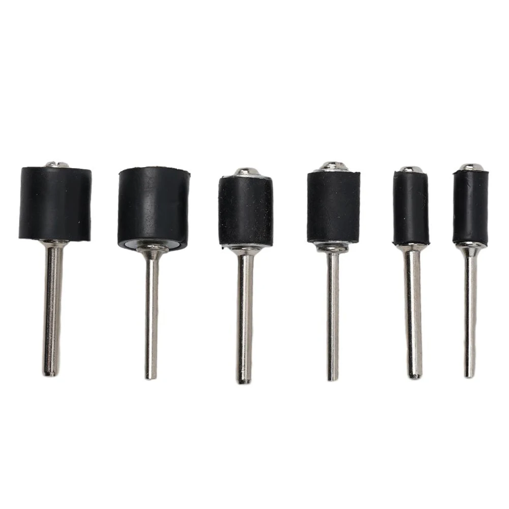 

6pcs Rubber Mandrel Set Sandpaper Circle Kit Grinder Drum Metal Polishing Drum Mandrel Polishing Nails For Most Rotary Tools