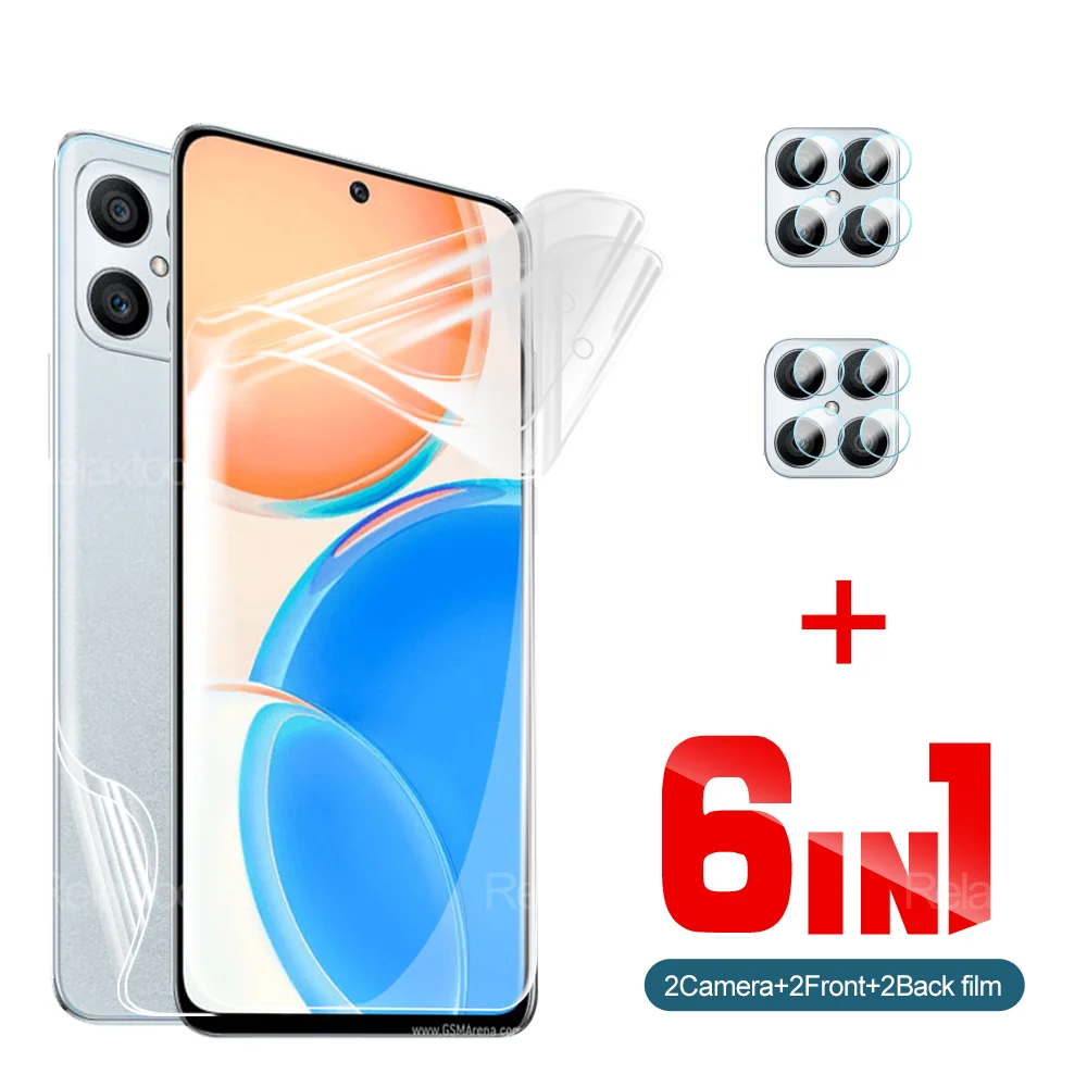 

Гидрогелевая пленка 6 в 1 с полным покрытием для Huawei Honor X8 6,7 дюйма, протектор объектива Honar XonorX8, Защитная мягкая пленка для передней и задней п...