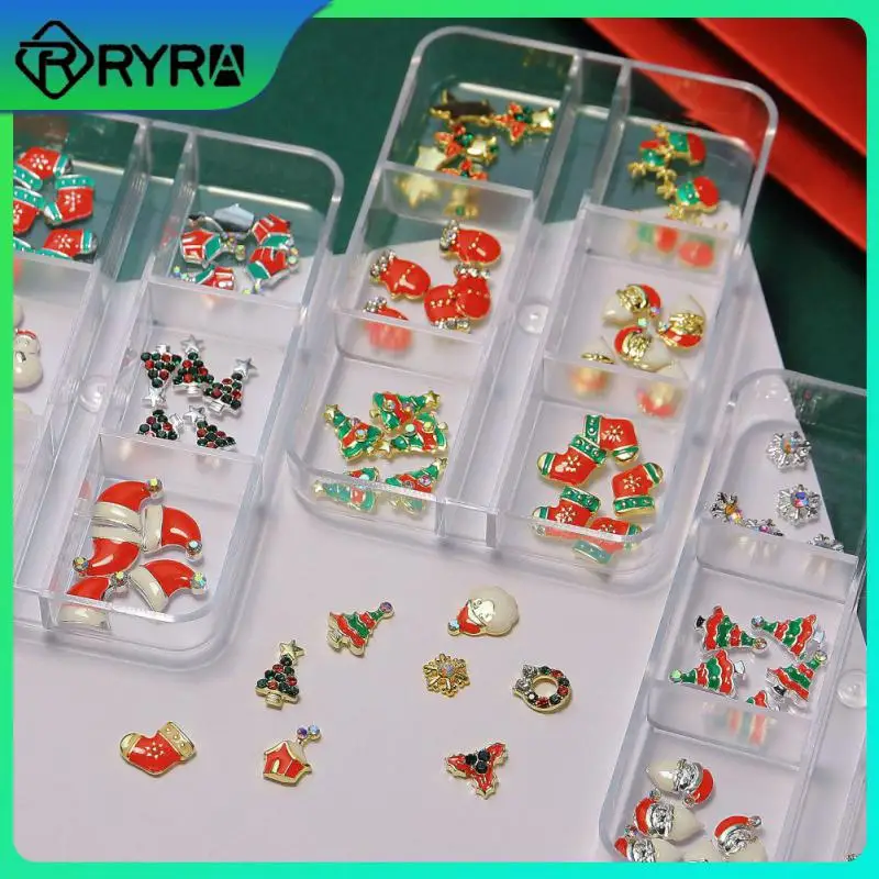 

Designs Christmas Tree sock snowflake Nail Art Decorations Alloy Metal DIY 3D Nail Rhinestones Accessories Jewelry Tools