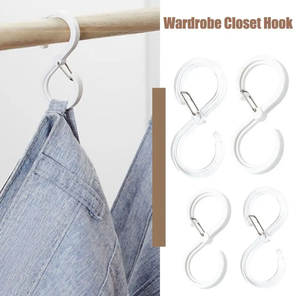 

5pcs S-Shaped Card Position Hook Wardrobe Closet Hook Household Punch-Free Snap Ring Coat Hat Tie Storage Racks