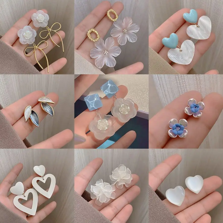 Серьги из серебра 925 пробы с акриловой иглой женские корейские нишевые Ретро Инс