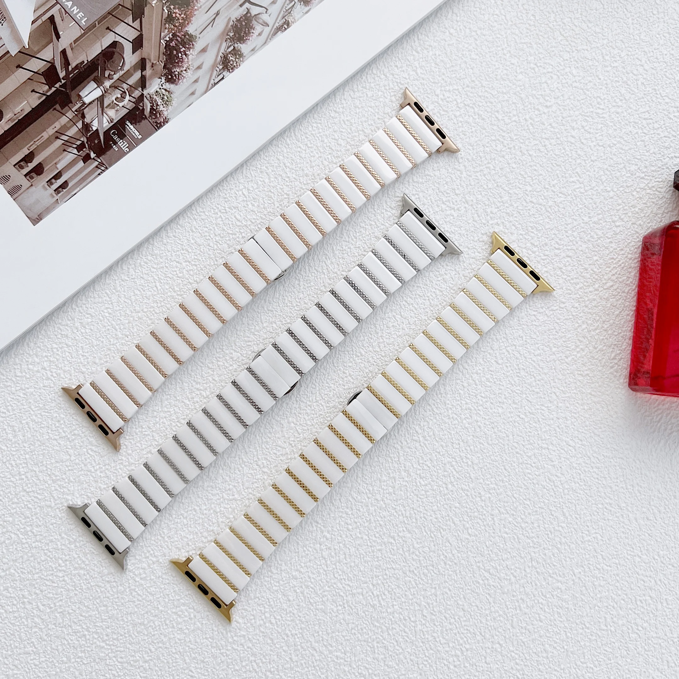 Smooth Ceramic for apple watch band 7 44mm 40mm 42mm 38mm 41 45mm correa Wrist Belt watchband for iwatch 7 6 se series 5 4 3