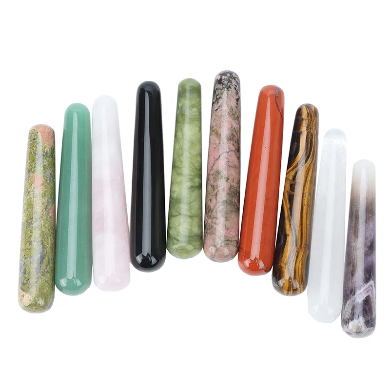 

Natural Jade Massage Stick Pink Crystal Massage Acupoint Pen GuaSha Massage Wand Stick Point Faical Body Massage