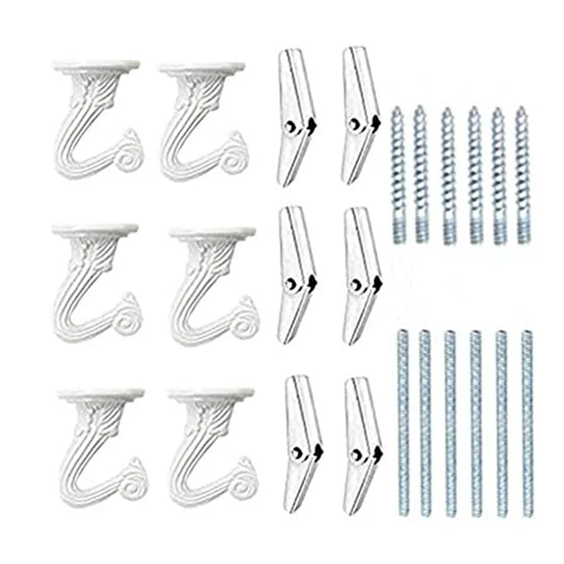 

6 Sets Ceiling Hooks Hanging Ceiling Hooks Wall Hook For Hanging Plant, Heavy Duty Toggle Hooks With Hardware