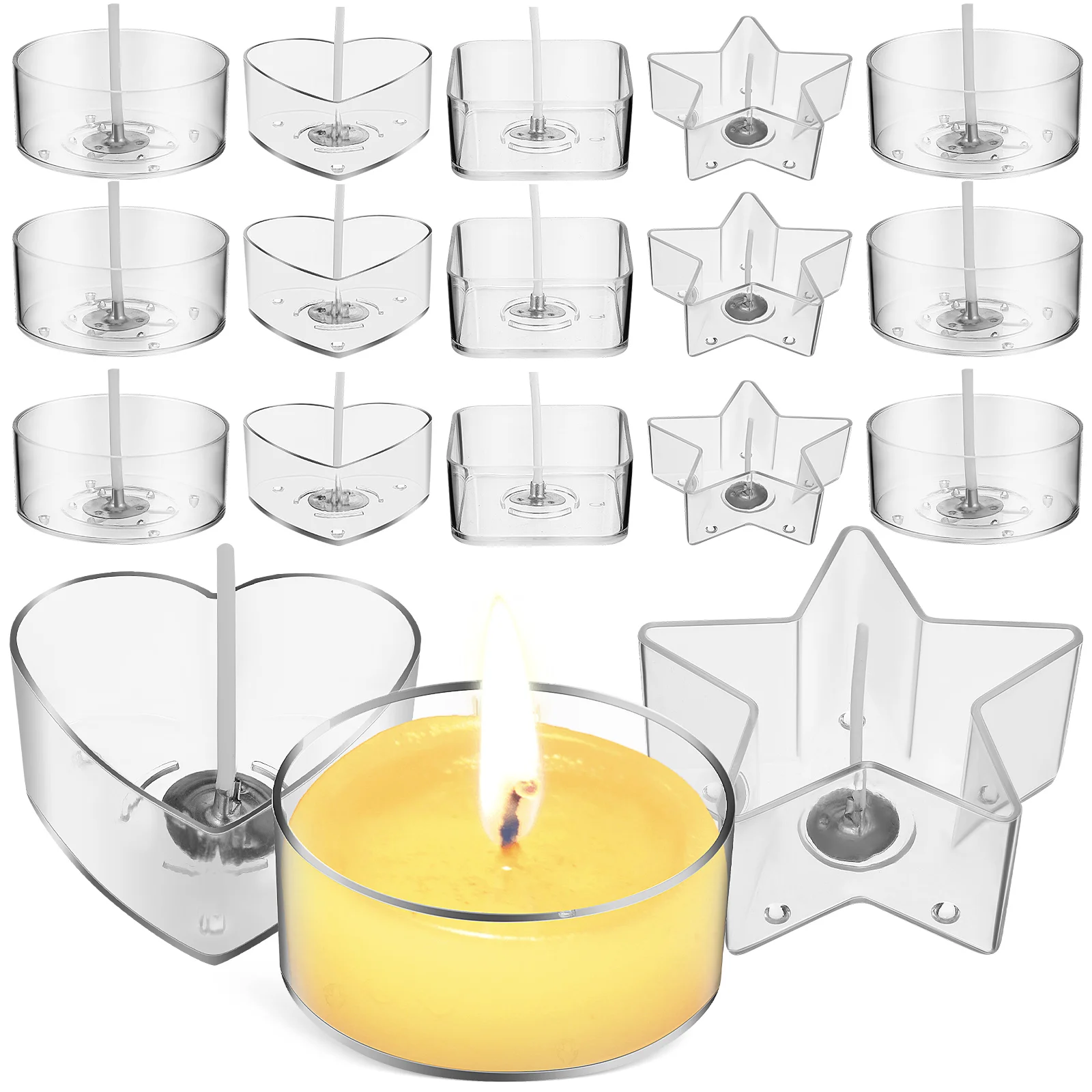 

Tealight Holders Cup Making Cups Holder Wicks Containers Tea Light Molds Wax Jars Votive Clear Empty Heart Melt Tins Wick