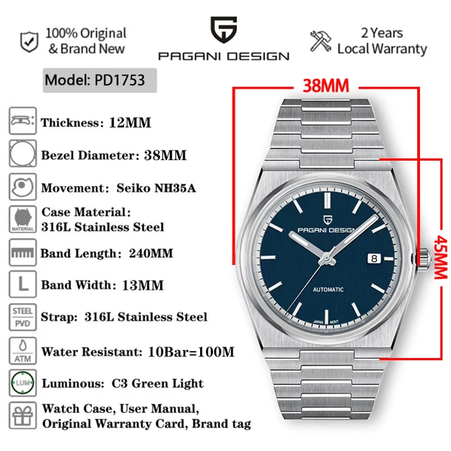 2023 New PAGANI DESIGN 40MM Automatic Men's Mechanical Watch NH35 Sports Business Sapphire 100Bar AR Coated Clock watch for men 2