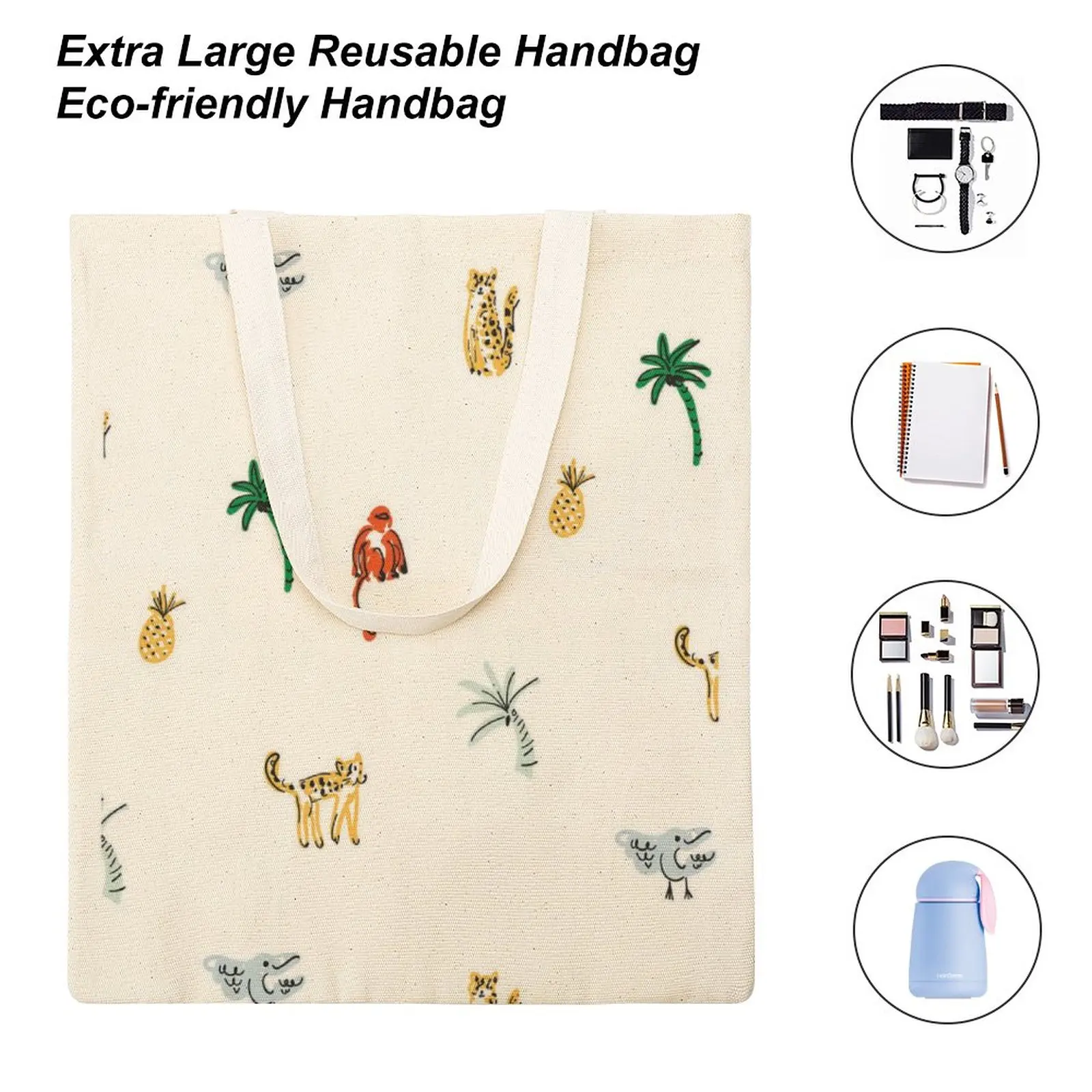 Customized Canvas Bags Shopper Shoulder Bag Shopping Tote Handbags Casual Animal Embellishment Print Grocery Bags Custom Pattern