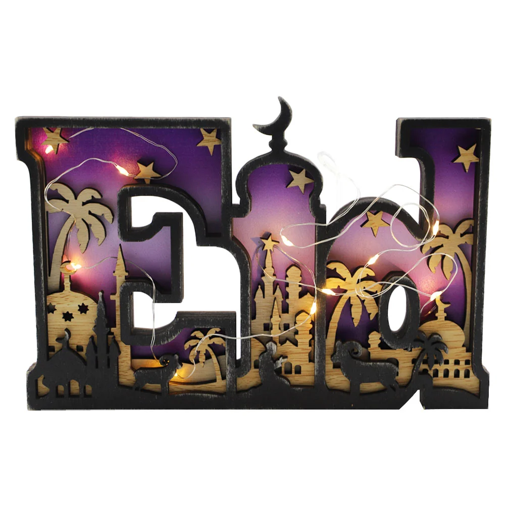 

Деревянный светящийся Праздничный Орнамент Eid Adorn, украшение для дома Рамадан
