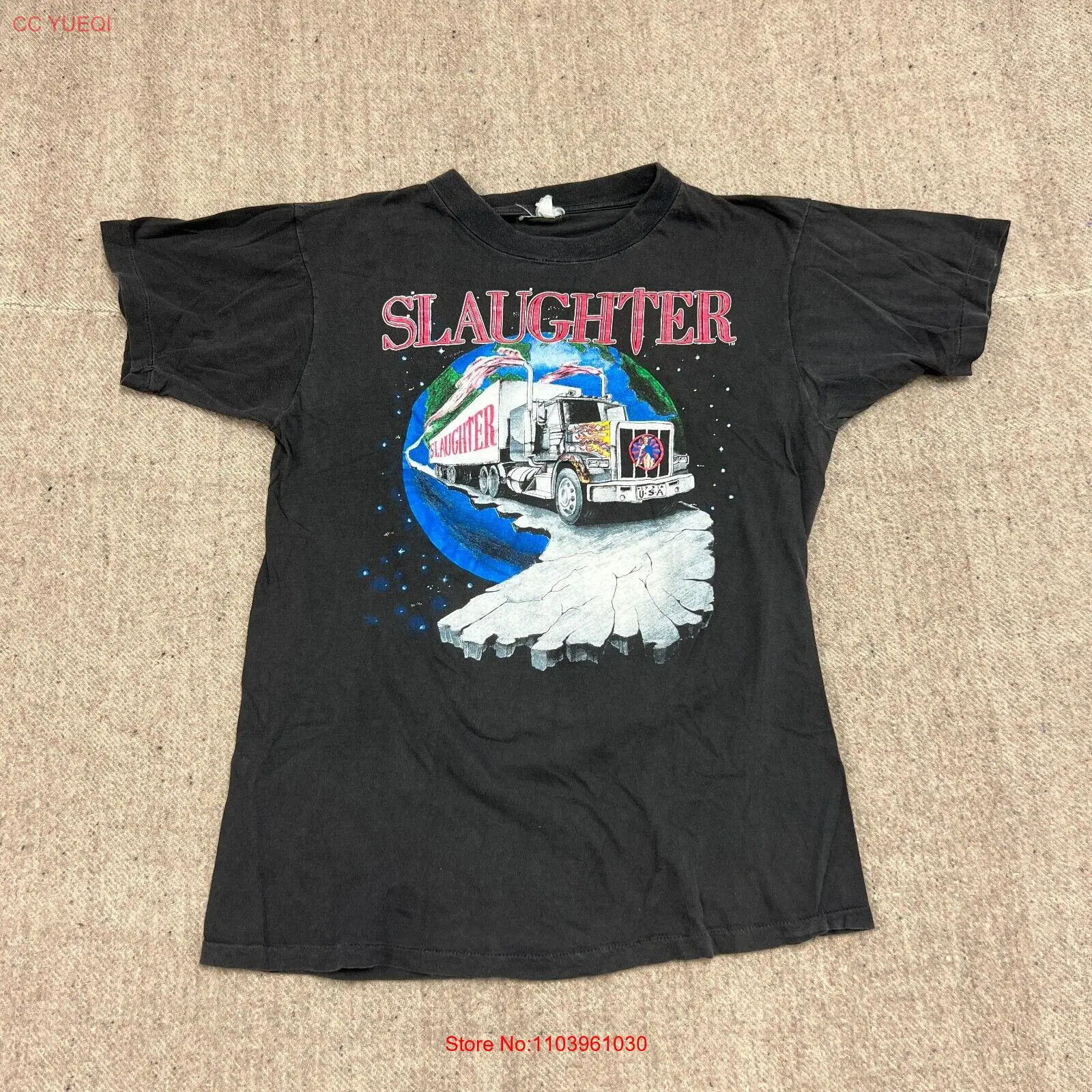 Винтажная рубашка убой Мужская Средний Черный 1990s World Tour