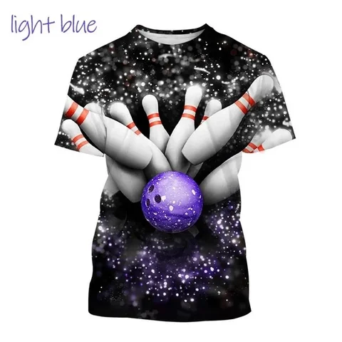 Новая повседневная футболка с 3D принтом для боулинга для мужчин и женщин, спортивная быстросохнущая футболка с мячом, крутой топ с короткими рукавами