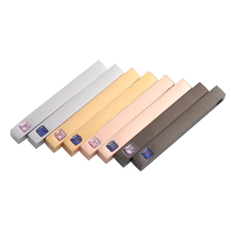 

1pc Bright Finished Stainless Steel Cuboid Pendants Custom Logo Necklaces Charms DIY Birthday Gifts Jewelry Accessories Supplies
