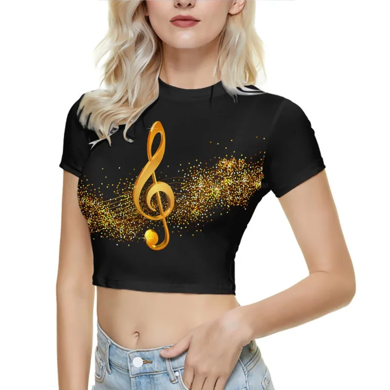 Женские укороченные топы с короткими рукавами и принтом Вода огненные ноты