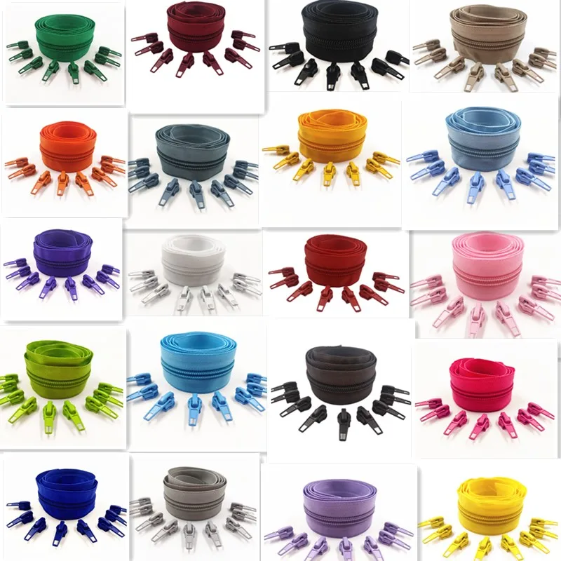 

10 Meters Long Zipper 10 Auto Locking Sliders 5# Nylon Zipper Used For Clothing Handbags