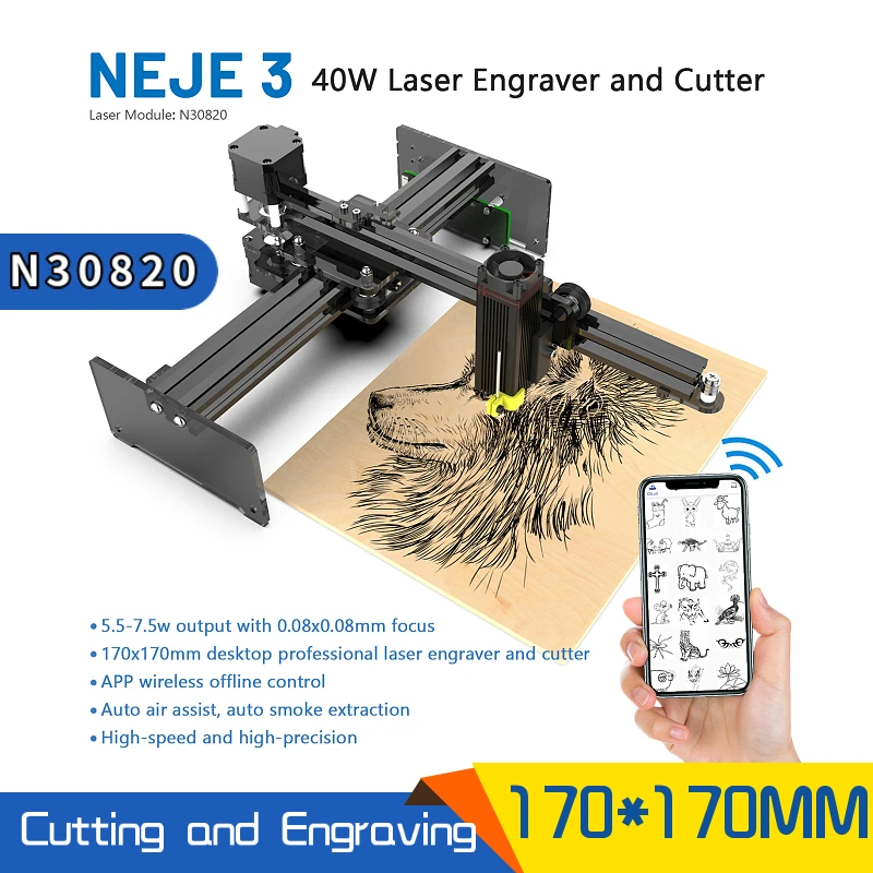 Upgrade NEJE 3 40W Engraving Machine Desktop Laser Printer N30820 Output 5.5W-7.5W CNC Router Engraver Cutter Laser Wireless APP