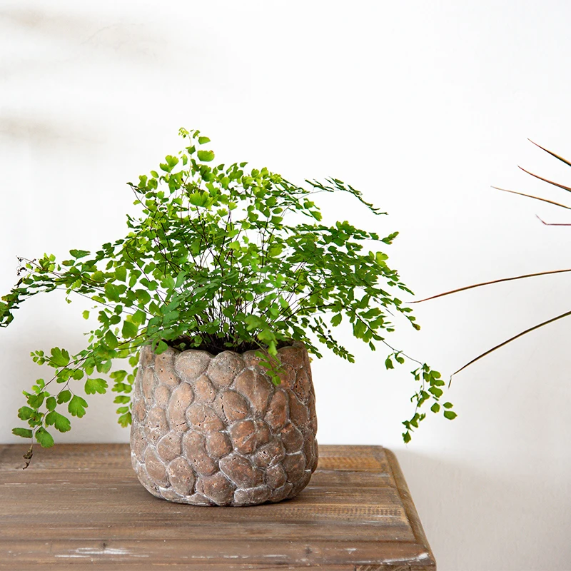 

Handmade pottery pot retro desktop green plant small pot pebble style retro handmade breathable nostalgic red pottery pot