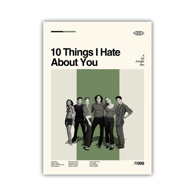 

Винтажный постер из фильма «10 вещей, я ненавижу тою», классические фильмы 90-х, холст, картина с принтом, настенная художественная картина для декора гостиной