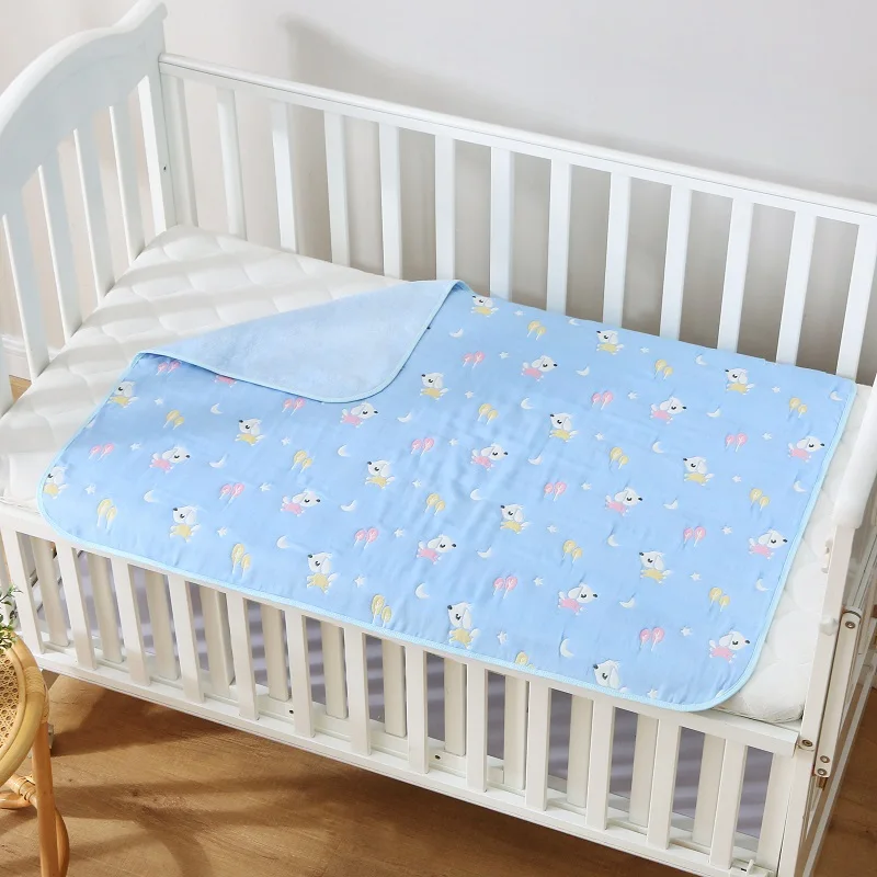 50x70cm 70x100cm Newborn Baby Cotton Gauze Dogs Moon Washable Waterproof Reusable Pads Covers Diaper Changing Pads Mat