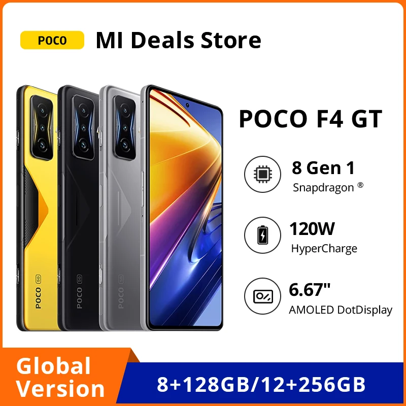 POCO F4 GT 5G Smartphone Snapdragon 8 Gen 1 Octa Core 120Hz AMOLED DotDisplay 64MP Triple Camera 120W Hyper Charge