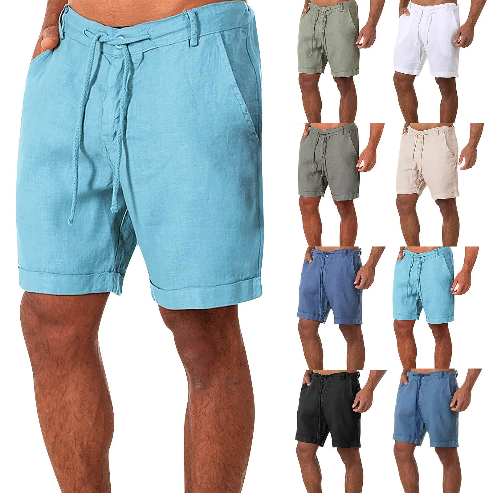 

Men's Sports Cotton Linen Casual Shorts Loose Shorts Casual Pajamas Pocket Jogging Shorts Comfortable Fashion Jogging Pants