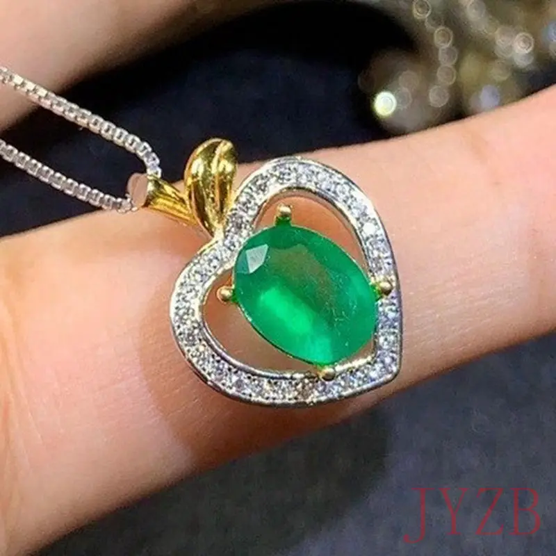 Luxury natural Colombian emerald pendant necklace S925 silver fine jewelry lady wedding birthday gift