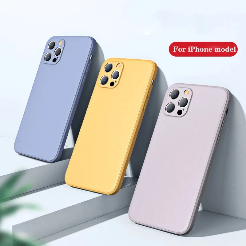 Fashion Straight Edge Liquid Silicone Case For iPhone 11 12 13 Pro mini Original Case XR X XS MAX 6 6S 7 8 Plus SE 2020 Cover images - 6