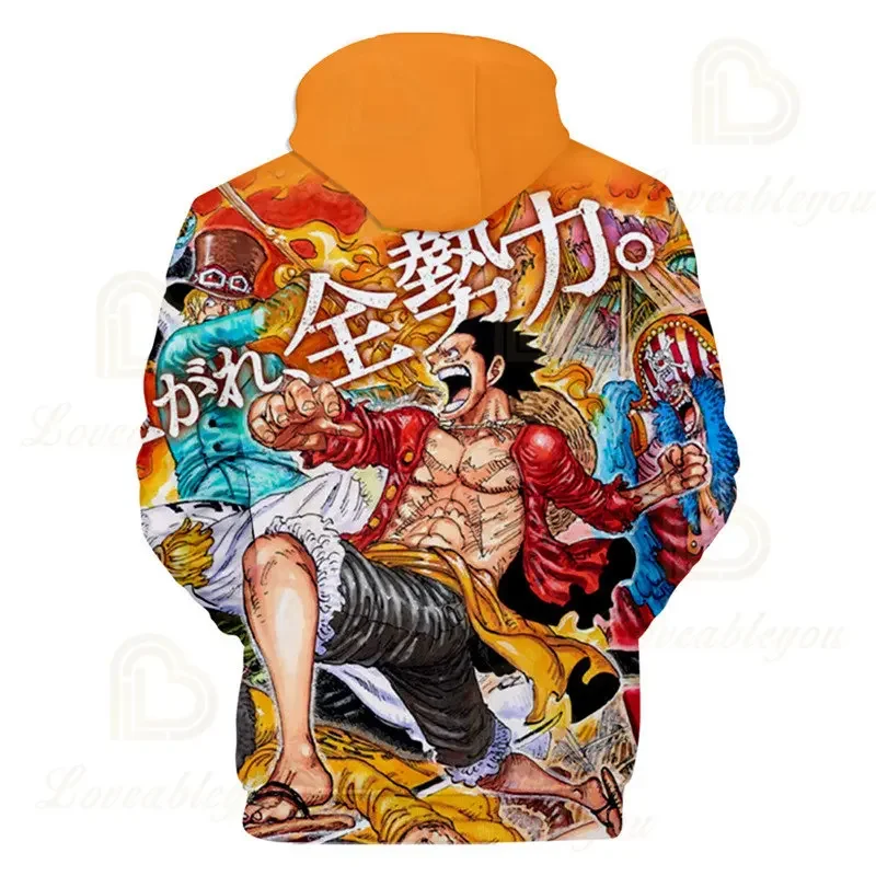 Аниме цельные толстовки с 3D принтом пуловер свитшот Обезьяна D Luffy Ace Sabo Shanks закон
