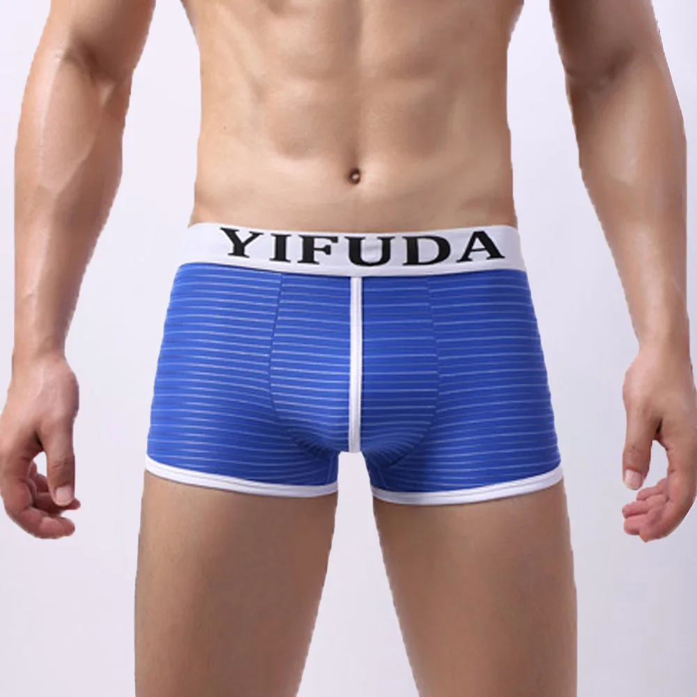 

Men Striped Boxer Briefs Breathable Underwear Seamless Boxer Shorts Man Sexy Underpants U Convex Panties Boxer Shorts