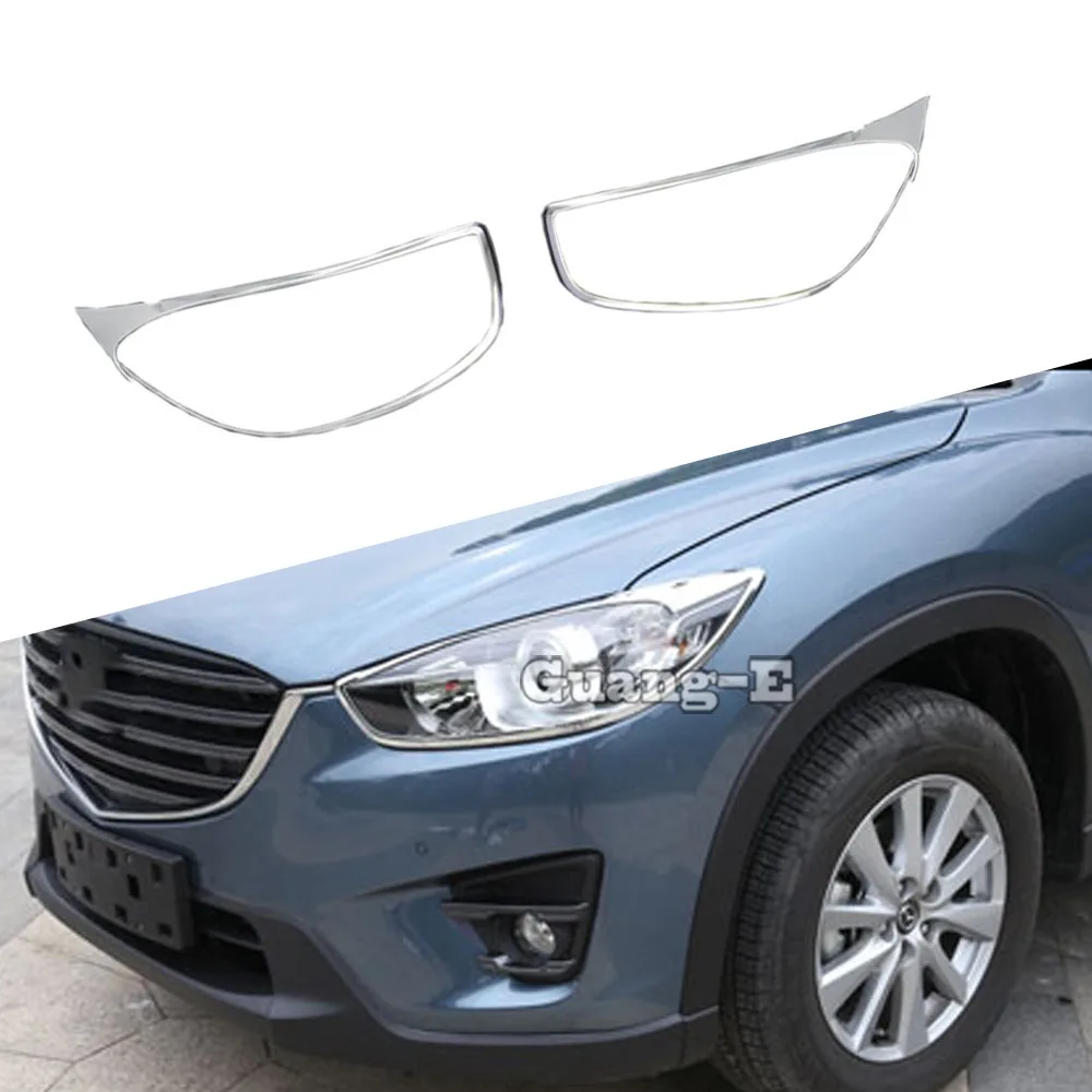 Car Cover Front Head Light Lamp Detector Frame Stick ABS Chrome Cover Trim Eyebrow For Mazda CX-5 CX5 2012 2013 2014 2015 2016