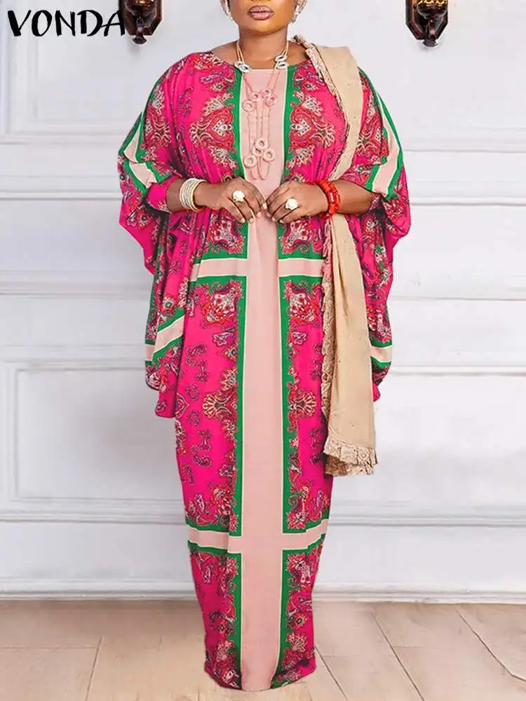 

VONDA Stylish Femme Bohemian Party Maxi Dresses 2022 Long Sleeve Vintage Printed Holiday Vestidos Summer Women Maxi Long Robe 4#